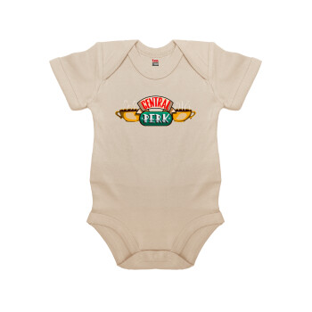 Central perk, Βρεφικό φορμάκι μωρού, 0-18 μηνών, Natural (Εκρού), 100% Organic Cotton, κοντομάνικο