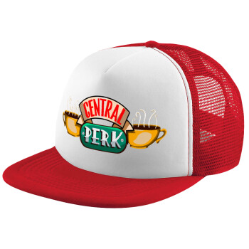 Central perk, Children's Soft Trucker Hat with Red/White Mesh (POLYESTER, CHILDREN'S, ONE SIZE)