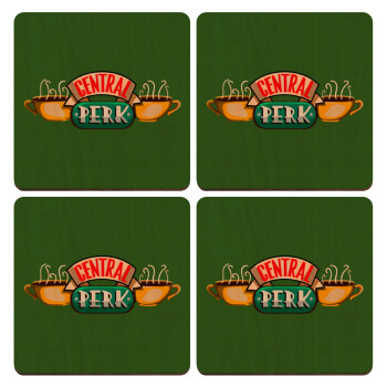 Central perk, ΣΕΤ x4 Σουβέρ ξύλινα τετράγωνα plywood (9cm)