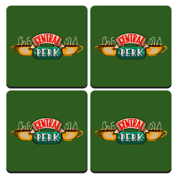 Central perk, ΣΕΤ 4 Σουβέρ ξύλινα τετράγωνα (9cm)