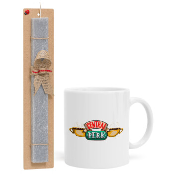 Central perk, Easter Set, Ceramic Cup (330ml) & Easter aromatic flat candle (30cm) (GRAY)