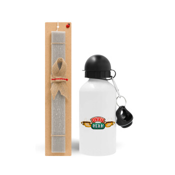 Central perk, Easter Set, metallic aluminum water bottle (500ml) & aromatic flat Easter candle (30cm) (GRAY)