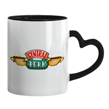 Central perk, Mug heart black handle, ceramic, 330ml