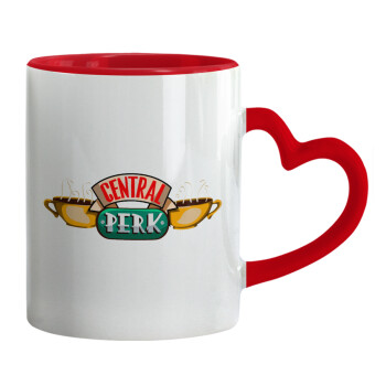 Central perk, Mug heart red handle, ceramic, 330ml