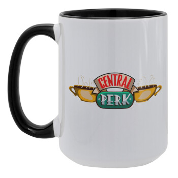 Central perk, Κούπα Mega 15oz, κεραμική Μαύρη, 450ml