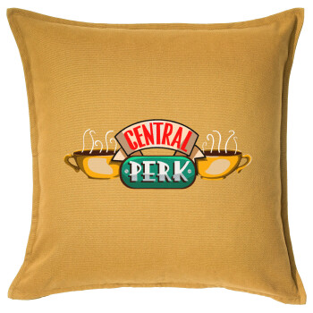 Central perk, Μαξιλάρι καναπέ Κίτρινο 100% βαμβάκι, περιέχεται το γέμισμα (50x50cm)