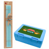 Easter Set, children's snack container BLUE & Easter aromatic flat candle (30cm) (TURQUOISE)
