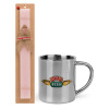 Easter Set, metallic thermal cup (300ml) & aromatic flat Easter candle (30cm) (PINK)