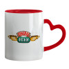 Mug heart red handle, ceramic, 330ml