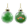 Transparent Christmas tree ball ornament with green filling 8cm
