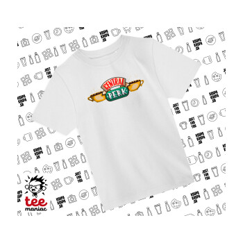 Central perk, Άνετο παιδικό T-Shirt ΛΕΥΚΟ από 100% βαμβάκι, για κάθε μέρα. Vegan & OEKO-TEX πιστοποιημένο.