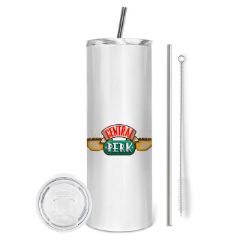 Central perk, Eco friendly stainless steel tumbler 600ml, with metal straw & cleaning brush