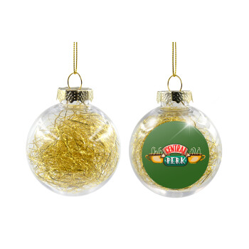 Central perk, Χριστουγεννιάτικη μπάλα δένδρου διάφανη με χρυσό γέμισμα 8cm