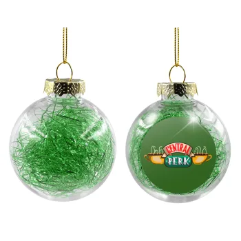 Central perk, Transparent Christmas tree ball ornament with green filling 8cm