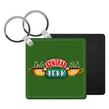 Central perk, Μπρελόκ Δερματίνη, τετράγωνο ΜΑΥΡΟ (5x5cm)