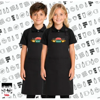 Central perk, Μαύρη ΠΑΙΔΙΚΗ Ποδιά μακριά Σεφ ολόσωμη με τσέπες