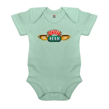 Central perk, Βρεφικό φορμάκι μωρού, 0-18 μηνών, mint (Μέντα), 100% Organic Cotton, κοντομάνικο
