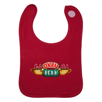 Central perk, Σαλιάρα με Σκρατς Κόκκινη 100% Organic Cotton (0-18 months)