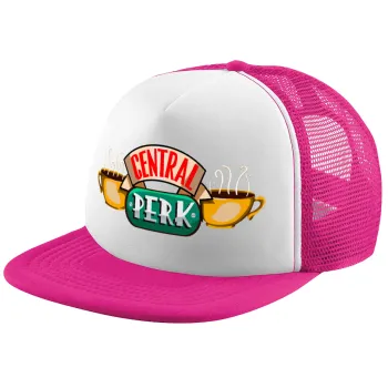 Central perk, Child's Soft Trucker Hat with Pink/White Mesh (POLYESTER, CHILD, ONE SIZE)