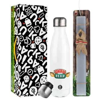 Central perk, Easter candle, metallic white thermos bottle (500ml) & aromatic flat candle (30cm) (GRAY)