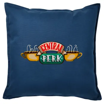 Central perk, Μαξιλάρι καναπέ Μπλε 100% βαμβάκι, περιέχεται το γέμισμα (50x50cm)