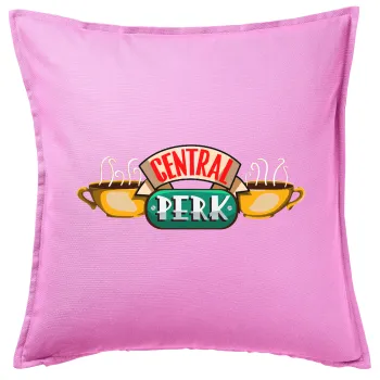 Central perk, Μαξιλάρι καναπέ ΡΟΖ 100% βαμβάκι, περιέχεται το γέμισμα (50x50cm)