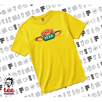 Central perk, yellow childrens T-Shirt made of 100% cotton, for every day. Vegan & OEKO-TEX certified.