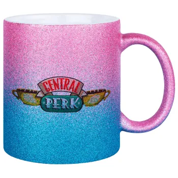 Central perk, Κούπα Χρυσή/Μπλε Glitter, κεραμική, 330ml
