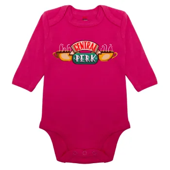 Central perk, Μακρυμάνικο βρεφικό φορμάκι, 0-18 μηνών, ΡΟΖ, 100% Organic Cotton