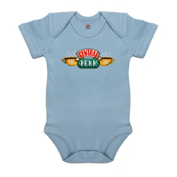 Central perk, Βρεφικό φορμάκι μωρού, 0-18 μηνών, Μπλε, 100% Organic Cotton, κοντομάνικο