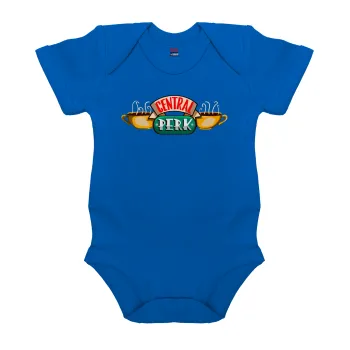 Central perk, Βρεφικό φορμάκι μωρού, Μπλε Κοβαλτίου, 100% Organic Cotton, κοντομάνικο