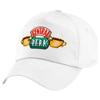 Central perk, Children's Baseball Cap, 100% Cotton Twill, White (COTTON, CHILDREN'S, UNISEX, ONE SIZE)