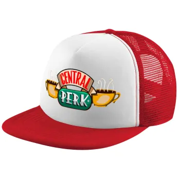 Central perk, Καπέλο παιδικό Soft Trucker με Δίχτυ ΚΟΚΚΙΝΟ/ΛΕΥΚΟ (POLYESTER, ΠΑΙΔΙΚΟ, ONE SIZE)
