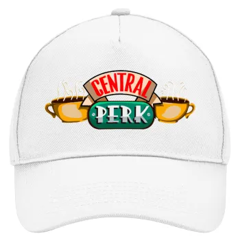 Central perk, Καπέλο Ενηλίκων Baseball, Drill, Λευκό (100% ΒΑΜΒΑΚΕΡΟ, ΕΝΗΛΙΚΩΝ, UNISEX, ONE SIZE)