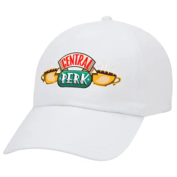 Central perk, Καπέλο Ενηλίκων Baseball Λευκό 5-φύλλο (POLYESTER, ΕΝΗΛΙΚΩΝ, UNISEX, ONE SIZE)