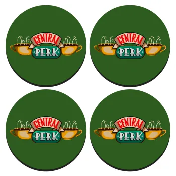 Central perk, ΣΕΤ 4 Σουβέρ ξύλινα στρογγυλά (9cm)