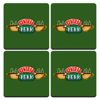 Central perk, ΣΕΤ 4 Σουβέρ ξύλινα τετράγωνα (9cm)