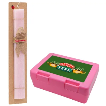Central perk, Easter Set, children's snack container PINK & scented flat Easter candle (30cm) (PINK)
