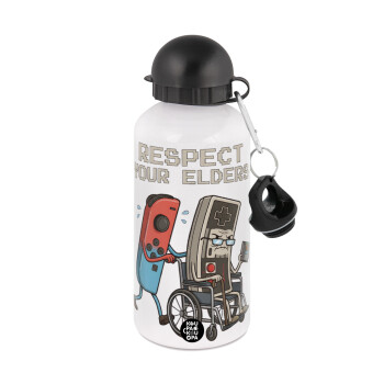 Respect your Elders, Μεταλλικό παγούρι νερού, Λευκό, αλουμινίου 500ml