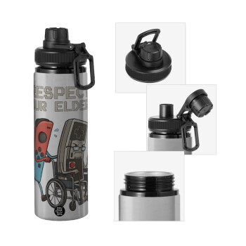 Respect your Elders, Metallic water bottle with safety cap, 850ml aluminum