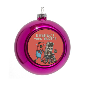 Respect your Elders, Στολίδι Χριστουγεννιάτικη μπάλα δένδρου Μωβ 8cm