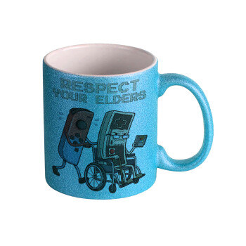 Respect your Elders, Κούπα Σιέλ Glitter που γυαλίζει, κεραμική, 330ml