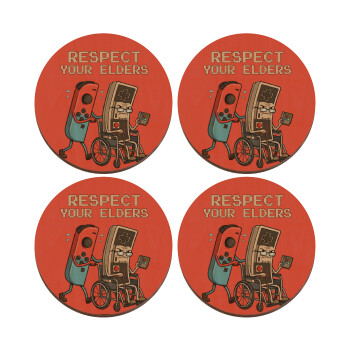 Respect your Elders, ΣΕΤ x4 Σουβέρ ξύλινα στρογγυλά plywood (9cm)