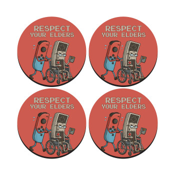 Respect your Elders, ΣΕΤ 4 Σουβέρ ξύλινα στρογγυλά (9cm)