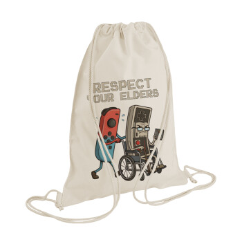 Respect your Elders, Τσάντα πλάτης πουγκί GYMBAG natural (28x40cm)