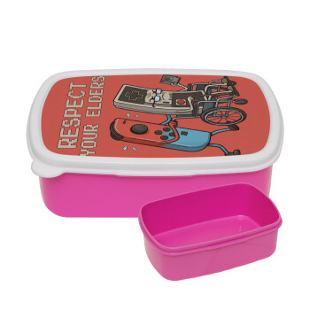 Respect your Elders, ΡΟΖ παιδικό δοχείο φαγητού (lunchbox) πλαστικό (BPA-FREE) Lunch Βox M18 x Π13 x Υ6cm