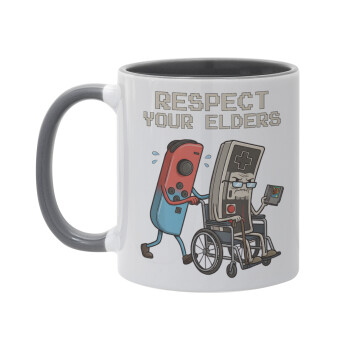 Respect your Elders, Κούπα χρωματιστή γκρι, κεραμική, 330ml