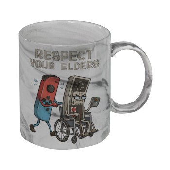 Respect your Elders, Κούπα κεραμική, marble style (μάρμαρο), 330ml