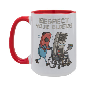 Respect your Elders, Κούπα Mega 15oz, κεραμική Κόκκινη, 450ml