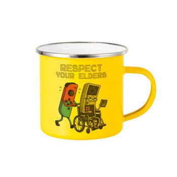 Respect your Elders, Yellow Enamel Metallic Cup 360ml